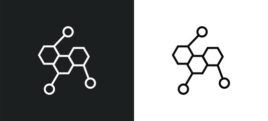 Sticker - chemical structure line icon in white and black colors. chemical structure flat vector icon from chemical structure collection for web, mobile apps and ui.