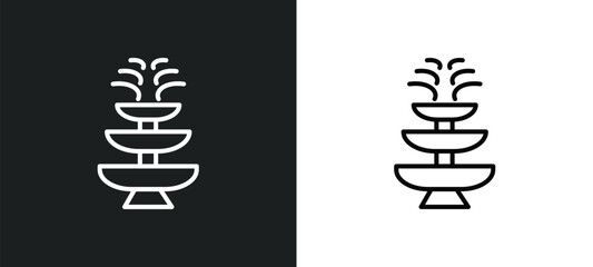 fountain line icon in white and black colors. fountain flat vector icon from fountain collection for web, mobile apps and ui.