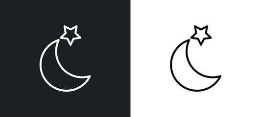 Wall Mural - twilight line icon in white and black colors. twilight flat vector icon from twilight collection for web, mobile apps and ui.