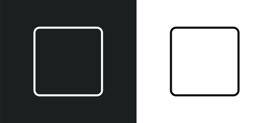 Wall Mural - rounded corners square line icon in white and black colors. rounded corners square flat vector icon 