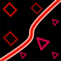 Wall Mural - illustration of a pink triangle shape and a red rectangle with lines