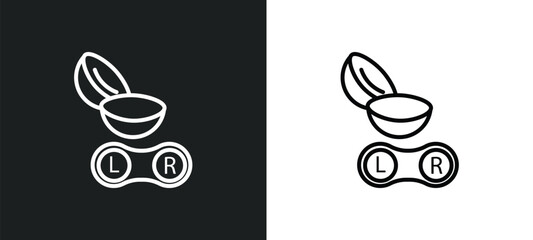 Wall Mural - contact lens line icon in white and black colors. contact lens flat vector icon from contact lens co