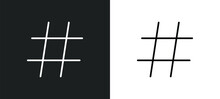 Hash Key Line Icon In White And Black Colors. Hash Key Flat Vector Icon From Hash Key Collection For Web, Mobile Apps And Ui.