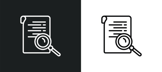 Sticker - investigation line icon in white and black colors. investigation flat vector icon from investigation collection for web, mobile apps and ui.