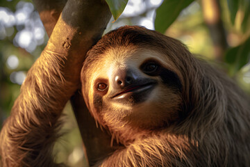 Wall Mural - Sloths are a group of slow-moving, tree-dwelling mammals known for their relaxed and leisurely lifestyle. 