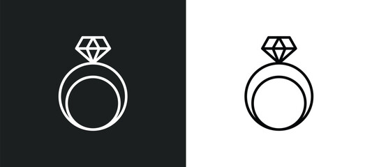 Sticker - rings line icon in white and black colors. rings flat vector icon from rings collection for web, mobile apps and ui.