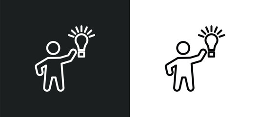 inspired human line icon in white and black colors. inspired human flat vector icon from inspired human collection for web, mobile apps and ui.