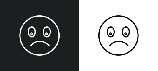 Wall Mural - slightly frowning emoji line icon in white and black colors. slightly frowning emoji flat vector icon from slightly frowning emoji collection for web, mobile apps and ui.