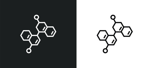 Wall Mural - chemical diagram line icon in white and black colors. chemical diagram flat vector icon from chemical diagram collection for web, mobile apps and ui.