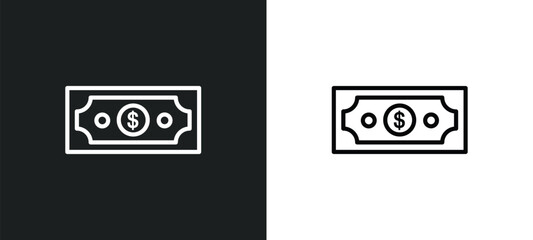 Sticker - dollar bills line icon in white and black colors. dollar bills flat vector icon from dollar bills collection for web, mobile apps and ui.