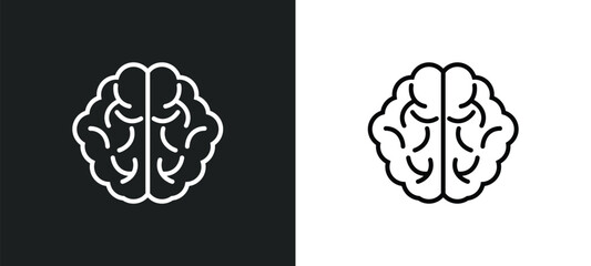 Wall Mural - brain line icon in white and black colors. brain flat vector icon from brain collection for web, mobile apps and ui.