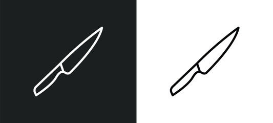 Wall Mural - knife line icon in white and black colors. knife flat vector icon from knife collection for web, mob