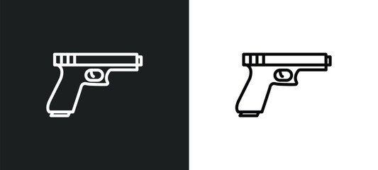 gun line icon in white and black colors. gun flat vector icon from gun collection for web, mobile apps and ui.