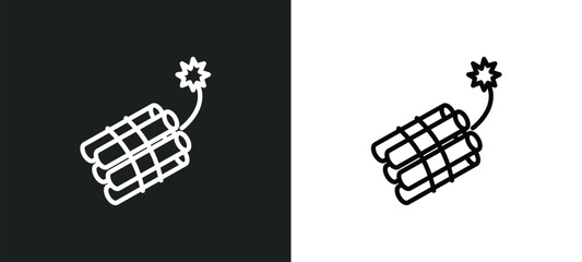 Wall Mural - dynamite line icon in white and black colors. dynamite flat vector icon from dynamite collection for