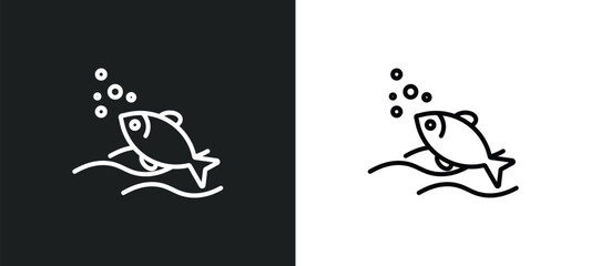 fishes in the ocean line icon in white and black colors. fishes in the ocean flat vector icon from fishes the ocean collection for web, mobile apps and ui.