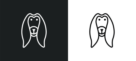 Wall Mural - afghan hound line icon in white and black colors. afghan hound flat vector icon from afghan hound collection for web, mobile apps and ui.