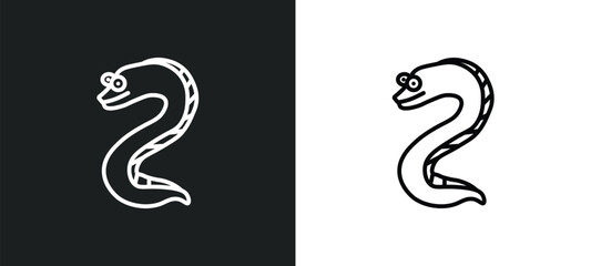 Wall Mural - moray line icon in white and black colors. moray flat vector icon from moray collection for web, mobile apps and ui.