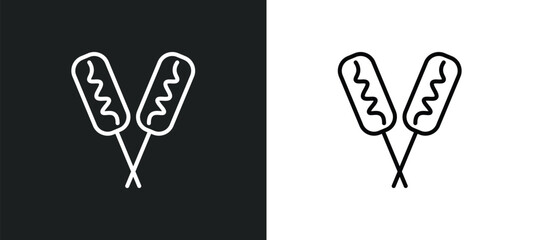 Wall Mural - corndog line icon in white and black colors. corndog flat vector icon from corndog collection for we