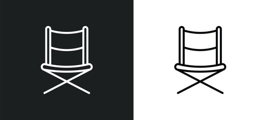 Sticker - director chair line icon in white and black colors. director chair flat vector icon from director chair collection for web, mobile apps and ui.