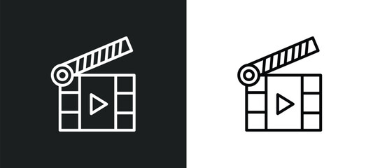 Wall Mural - movie line icon in white and black colors. movie flat vector icon from movie collection for web, mobile apps and ui.