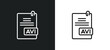avi extension line icon in white and black colors. avi extension flat vector icon from avi extension collection for web, mobile apps and ui.