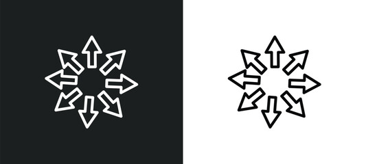 Wall Mural - expand arrows line icon in white and black colors. expand arrows flat vector icon from expand arrows