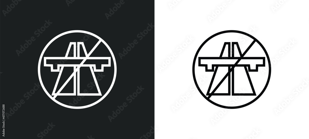 end motorway line icon in white and black colors. end motorway flat ...