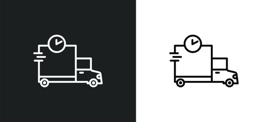 Wall Mural - shipping and delivery line icon in white and black colors. shipping and delivery flat vector icon from shipping delivery collection for web, mobile apps ui.