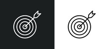 Target Line Icon In White And Black Colors. Target Flat Vector Icon From Target Collection For Web, Mobile Apps And Ui.