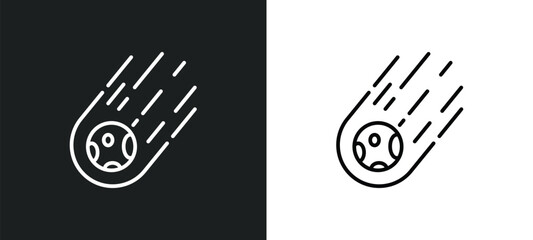 meteorite line icon in white and black colors. meteorite flat vector icon from meteorite collection for web, mobile apps and ui.