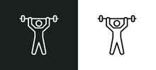 Weightlifter Line Icon In White And Black Colors. Weightlifter Flat Vector Icon From Weightlifter Collection For Web, Mobile Apps And Ui.