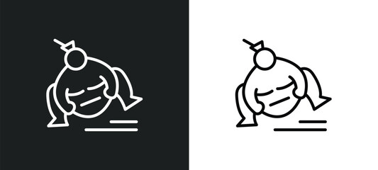 Wall Mural - sumo line icon in white and black colors. sumo flat vector icon from sumo collection for web, mobile