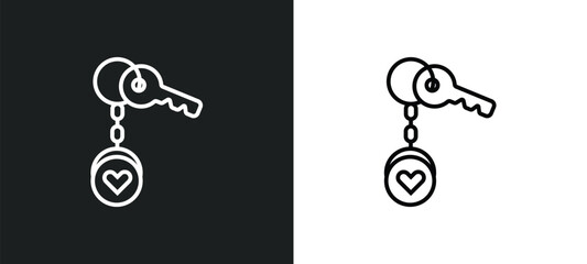Wall Mural - key chain line icon in white and black colors. key chain flat vector icon from key chain collection 