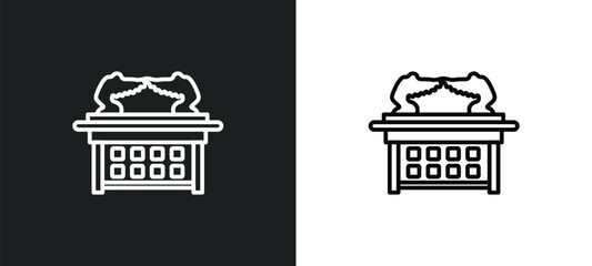 Wall Mural - ark of the convenant line icon in white and black colors. ark of the convenant flat vector icon from