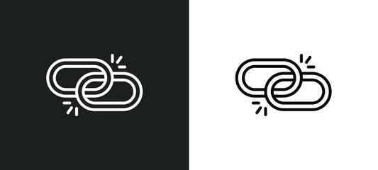 broken link line icon in white and black colors. broken link flat vector icon from broken link collection for web, mobile apps and ui.