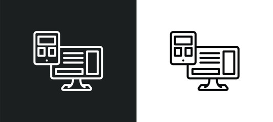 adaptive layout line icon in white and black colors. adaptive layout flat vector icon from adaptive layout collection for web, mobile apps and ui.