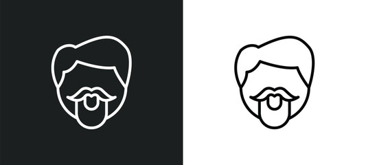 Wall Mural - hipster smile line icon in white and black colors. hipster smile flat vector icon from hipster smile collection for web, mobile apps and ui.