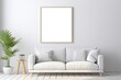 © Wevan Graphic - Mock up poster frame in minimalist living room interior background, cement wall,3D render