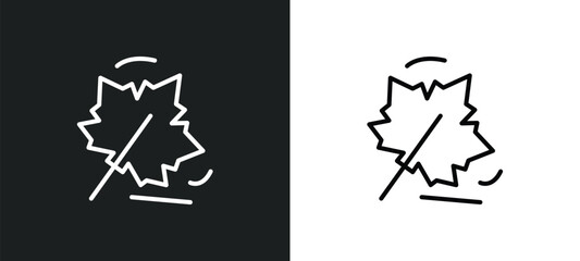 Wall Mural - autumn leaves line icon in white and black colors. autumn leaves flat vector icon from autumn leaves
