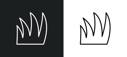 Wall Mural - grass leaves line icon in white and black colors. grass leaves flat vector icon from grass leaves co