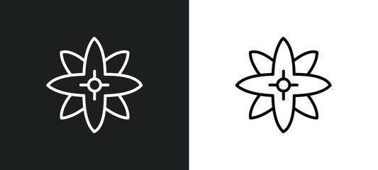 Wall Mural - petals line icon in white and black colors. petals flat vector icon from petals collection for web, 