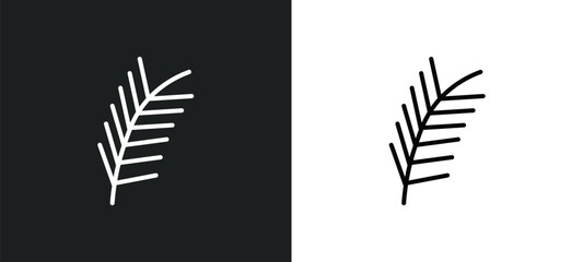 Wall Mural - pine leaf line icon in white and black colors. pine leaf flat vector icon from pine leaf collection 