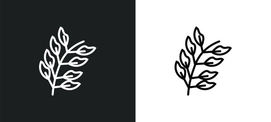 Wall Mural - bilberry leaf line icon in white and black colors. bilberry leaf flat vector icon from bilberry leaf