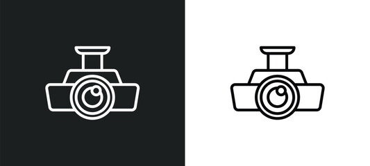 Wall Mural - big video projector line icon in white and black colors. big video projector flat vector icon from b