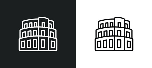 Wall Mural - pula arena line icon in white and black colors. pula arena flat vector icon from pula arena collecti