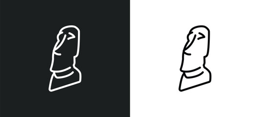 moia statues line icon in white and black colors. moia statues flat vector icon from moia statues collection for web, mobile apps and ui.