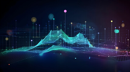 Big data stream futuristic infographic, digital futuristic technology in smart cloud server. AI generated