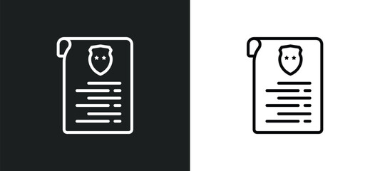 criminal record line icon in white and black colors. criminal record flat vector icon from criminal record collection for web, mobile apps and ui.