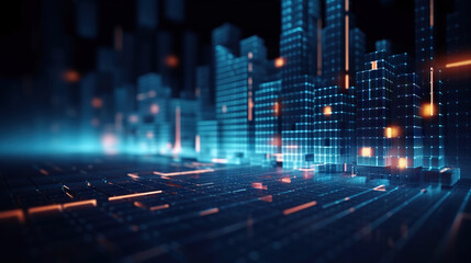 Modern digital abstract 3D background. Copy space. Can be used in the description of network abilities, technological processes, digital storages, science, education, etc.