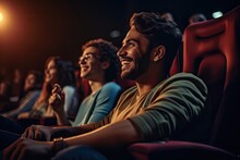 indian friends watching movie in cinema generative ai 